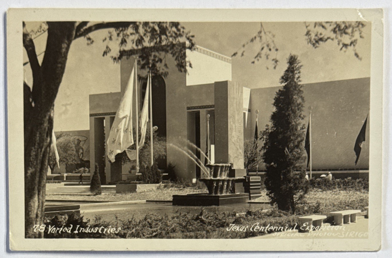 Texas Centennial Exposition Varied Industries Flags Fountain VTG RPPC Postcard