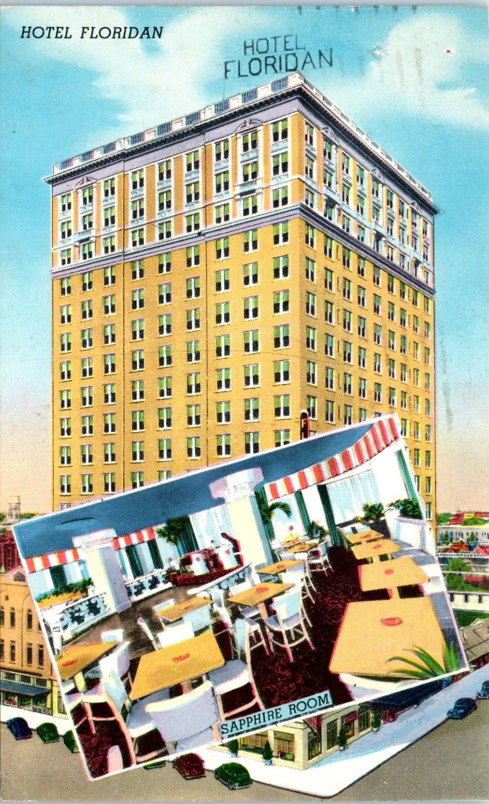 Postcard Vintage Hotel Floridan Tampa Florida 1958? posted 5.5×3.5 inches USA