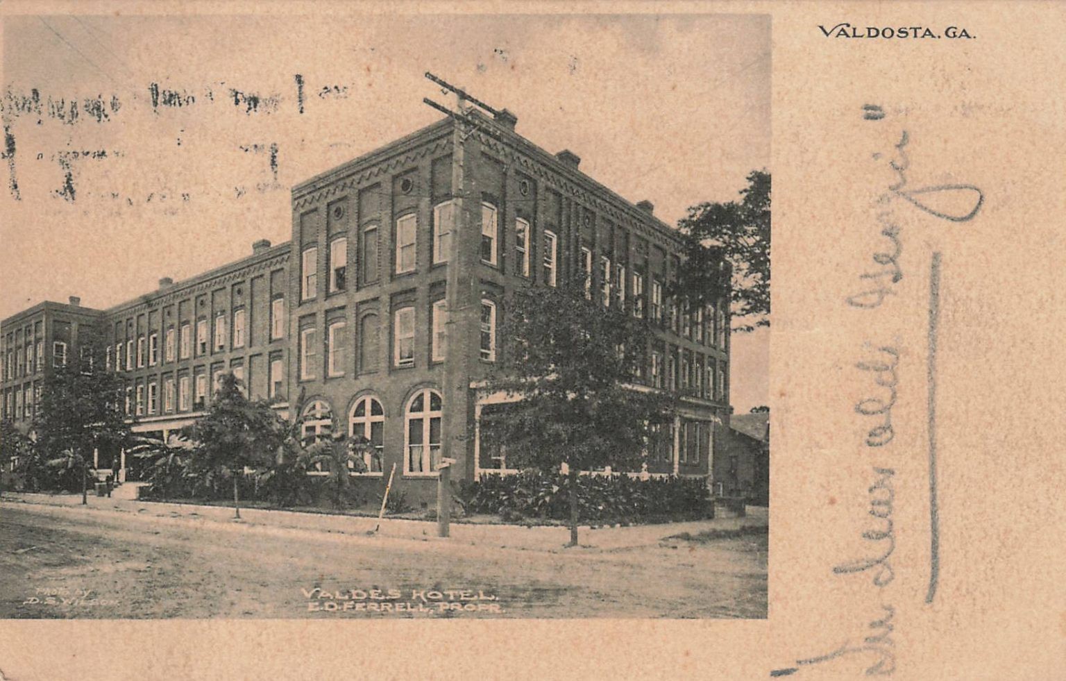 Valdes Hotel Valdosta GA RPPC Postcard 1910 D.E. Wilson Photography