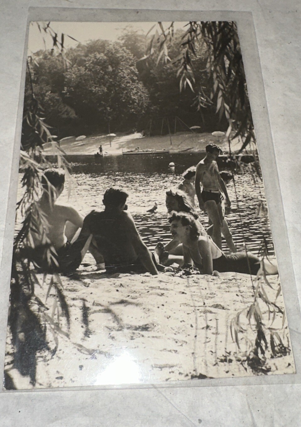 A Beach Scene Ted Hilton Vacation Hide-A-Way Moodus CT RPPC Real Photo Postcard!