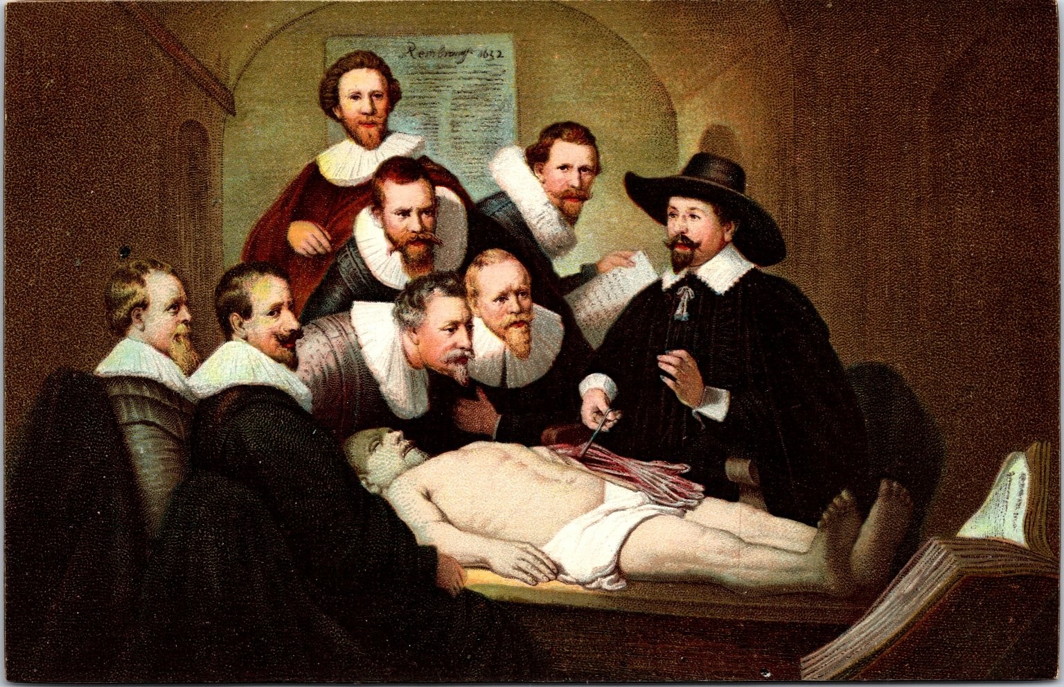 Rembrandt The Anatomy Lesson of Dr. Tulp Art Postcard Stengel Dresden