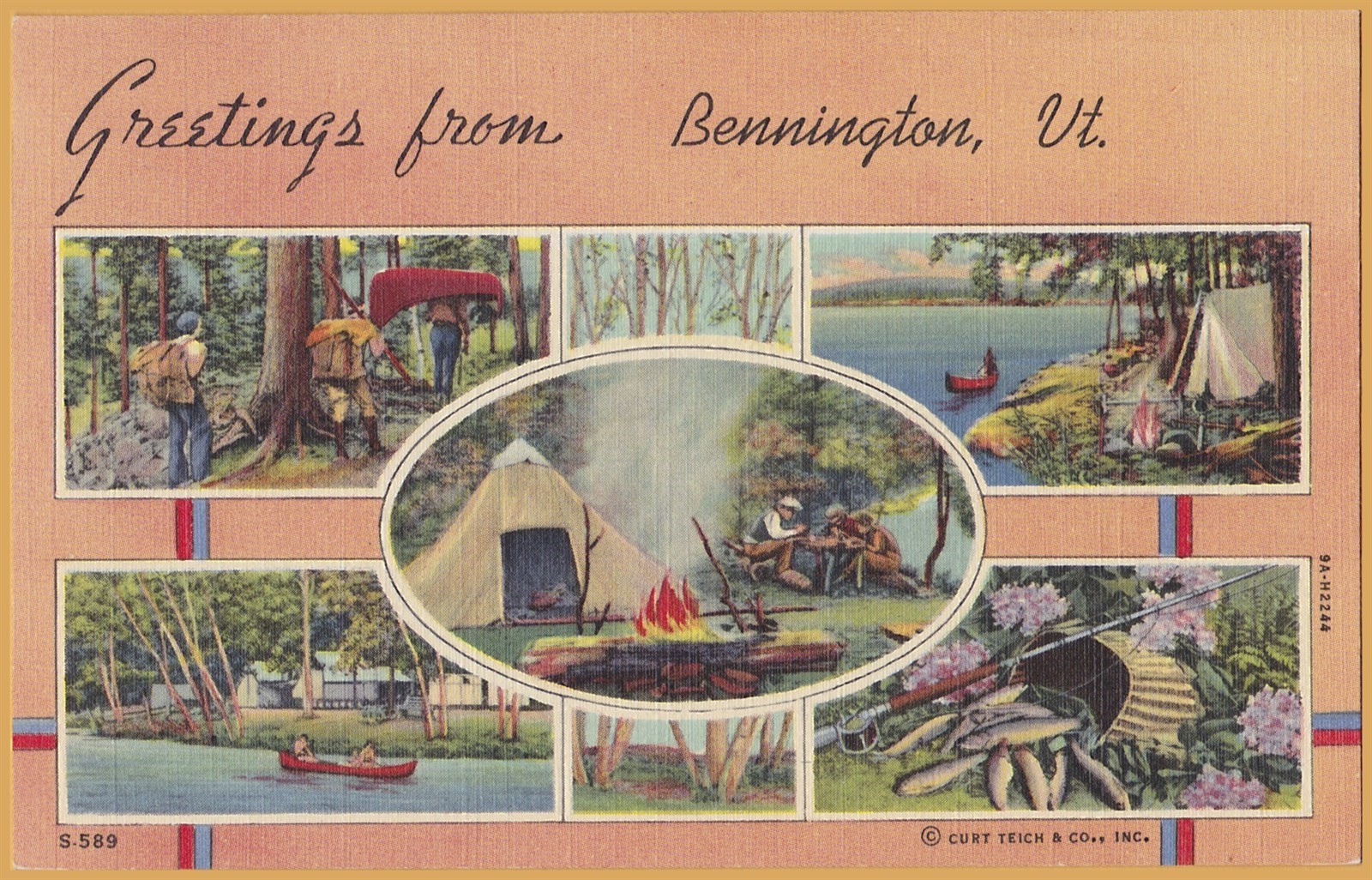 Greetings from Bennington, Vermont, Multi-view of Camping & Hiking