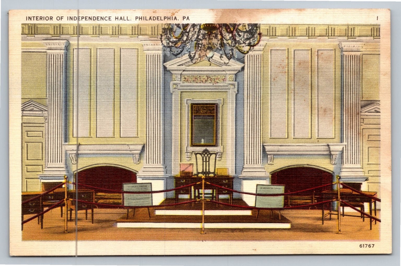 Independence Hall Main Room Philadelphia PA Linen Postcard Tichnor