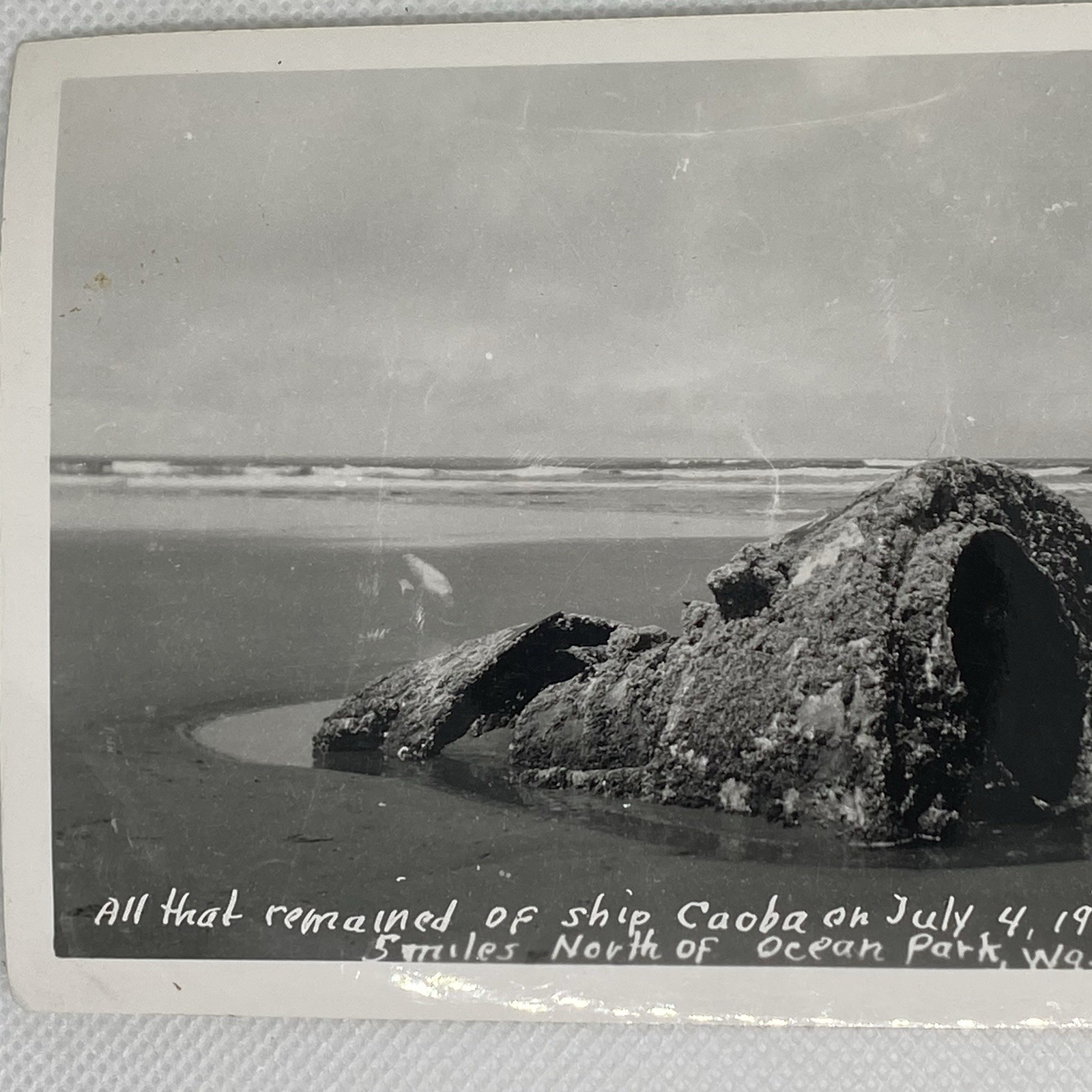 Ocean Park Washington RPPC Wreck Of Caoba Ship taken 1949 From Crash In 1925