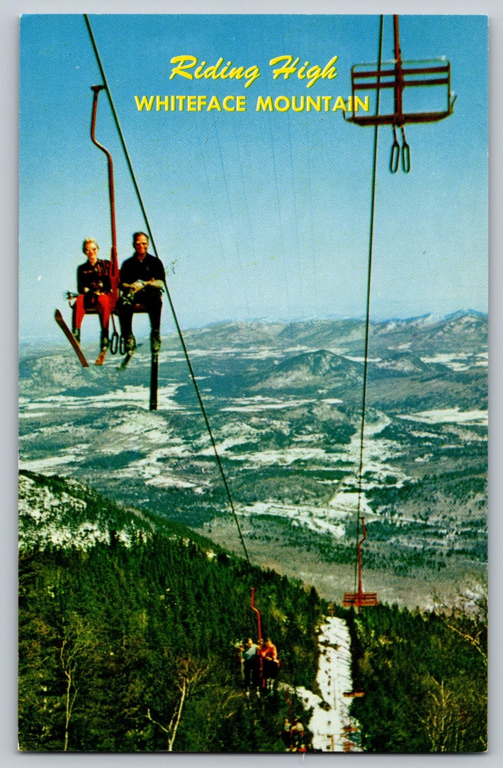 Vintage Whiteface Mountain Ski Lift Postcard Adirondacks Scenic View