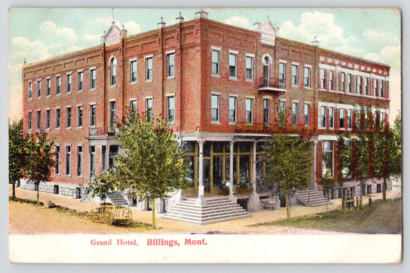 1907 Billings MT Grand Hotel Exterior View Postcard