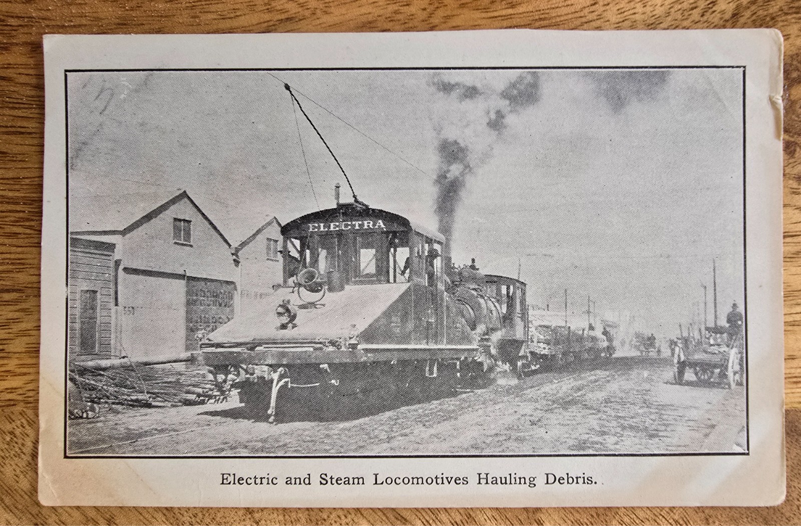Postcard Electric Steam Locomotives Hauling Debris San Francisco California 1906