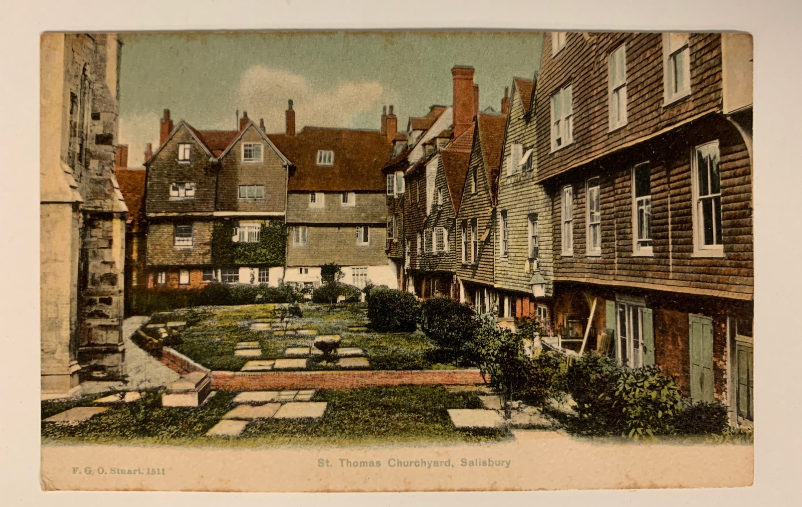 Vintage Postcard St Thomas Churchyard Salisbury Building Walkway F.G.O Stuart
