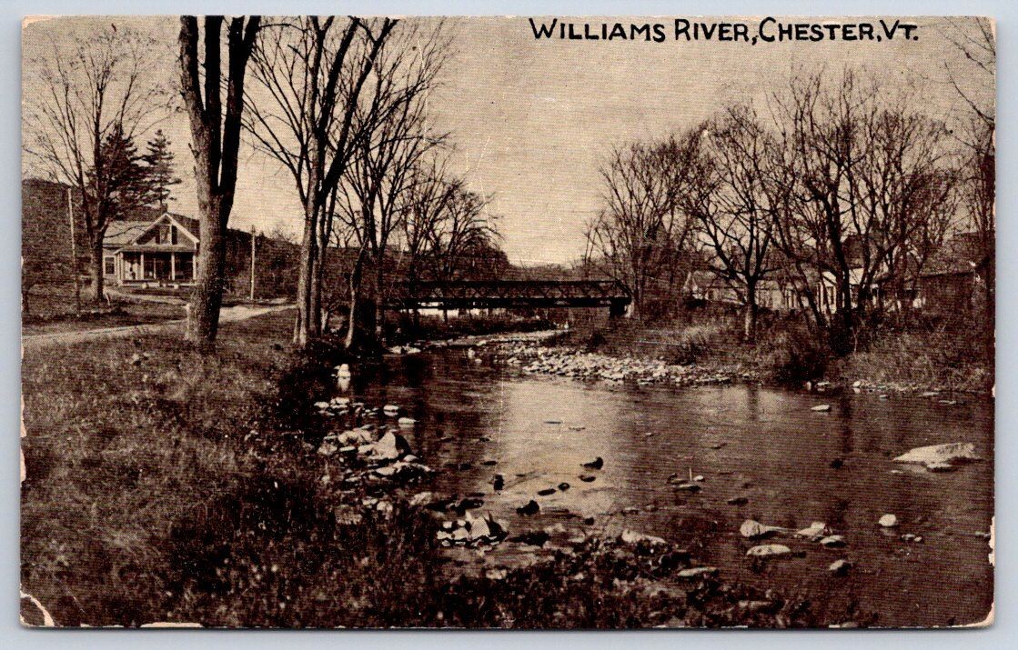 Antique Vermont Postcard CHESTER Williams River Iron Bridge 1910