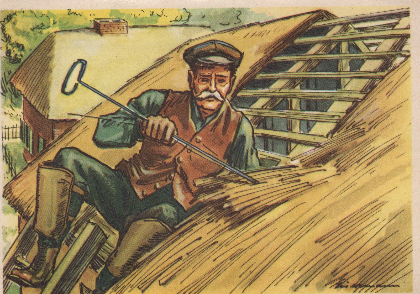 Vintage Postcard Roofer Trades Superphosphate Industry Hamburg