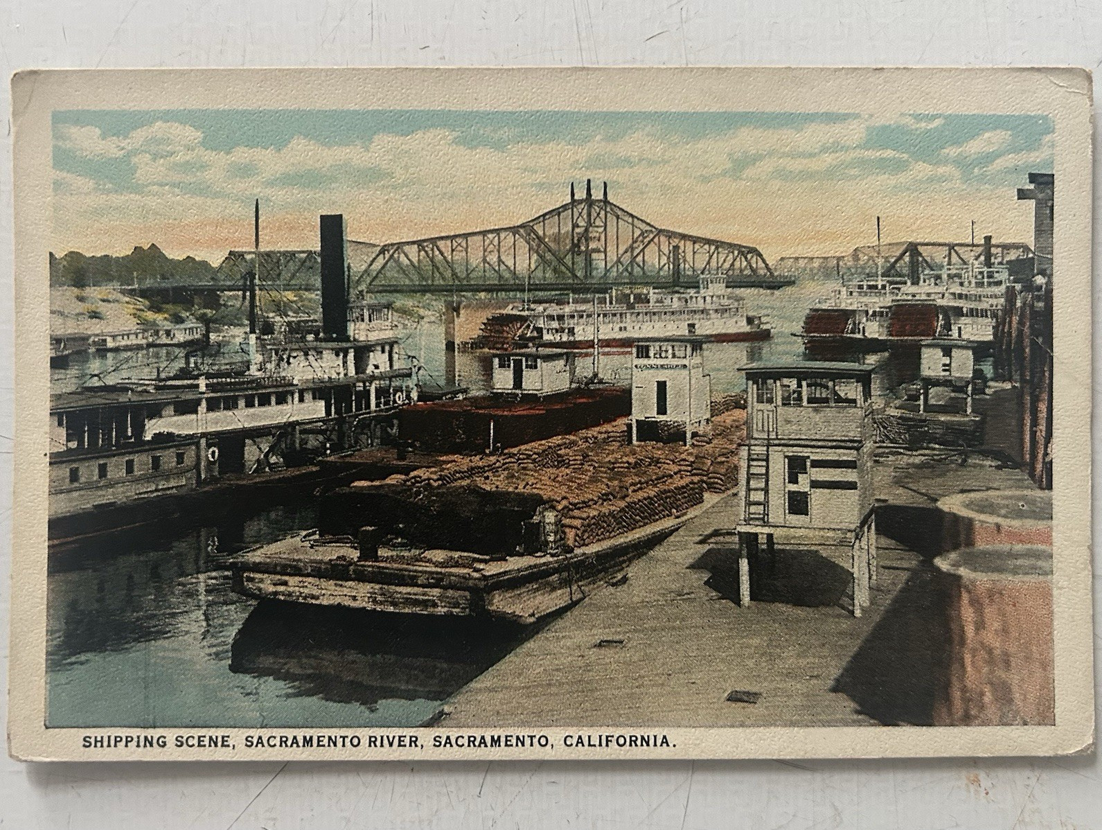 Frank McDougal Shipping Scene Sacramento River Sacramento CA Postcard Unposted