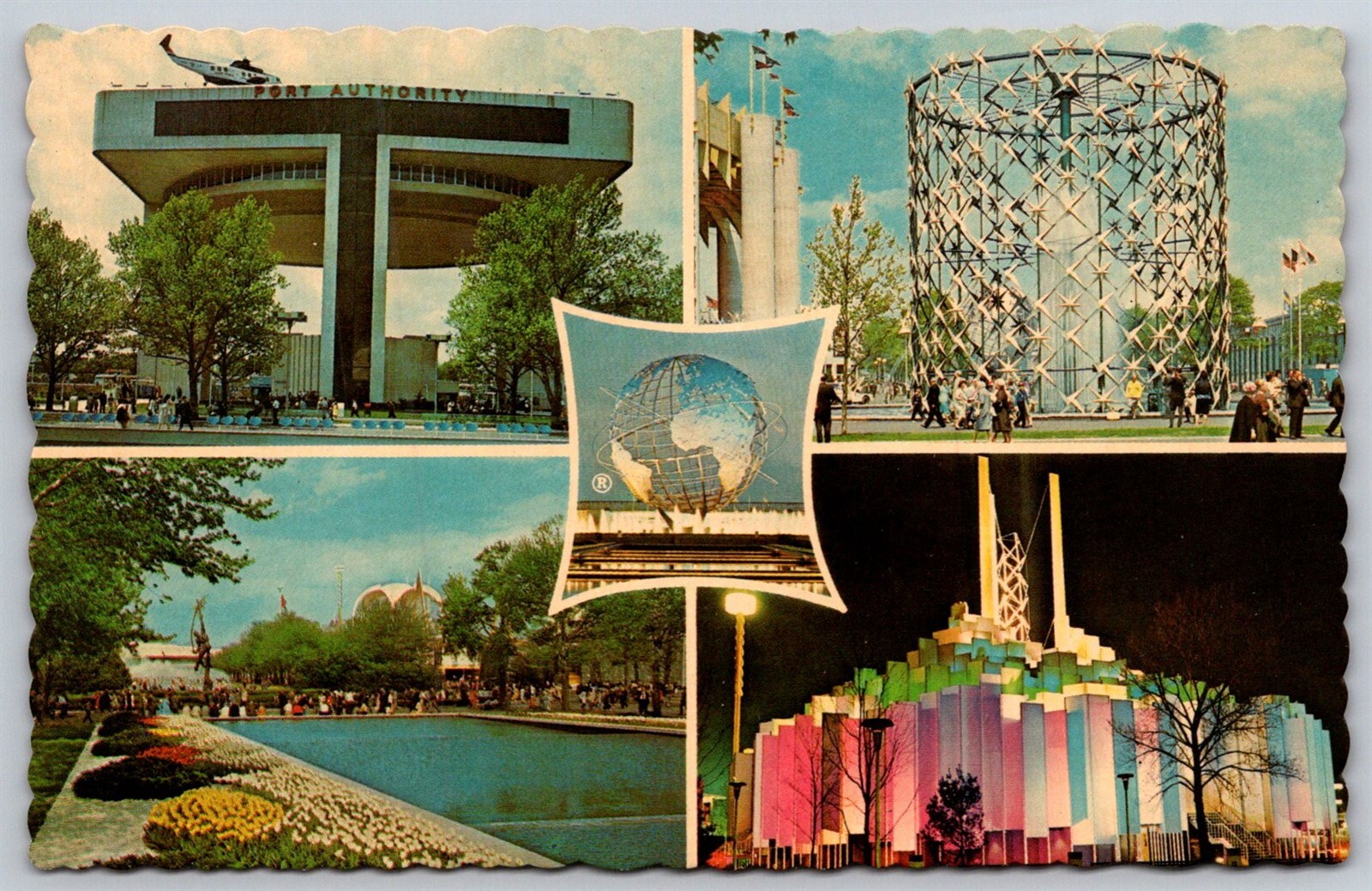 NY Worlds Fair 1964 65 Multiview Postcard Heliport Tower Of Light Astral