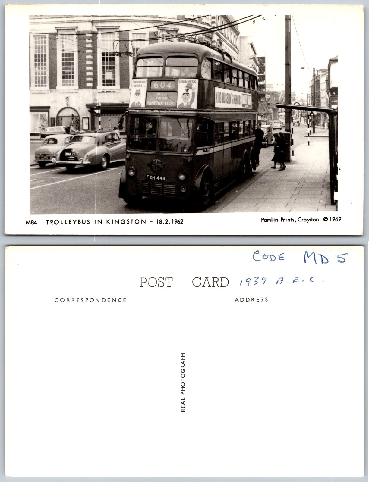 RPPC Trolleybus In Kingston Photo Postcard