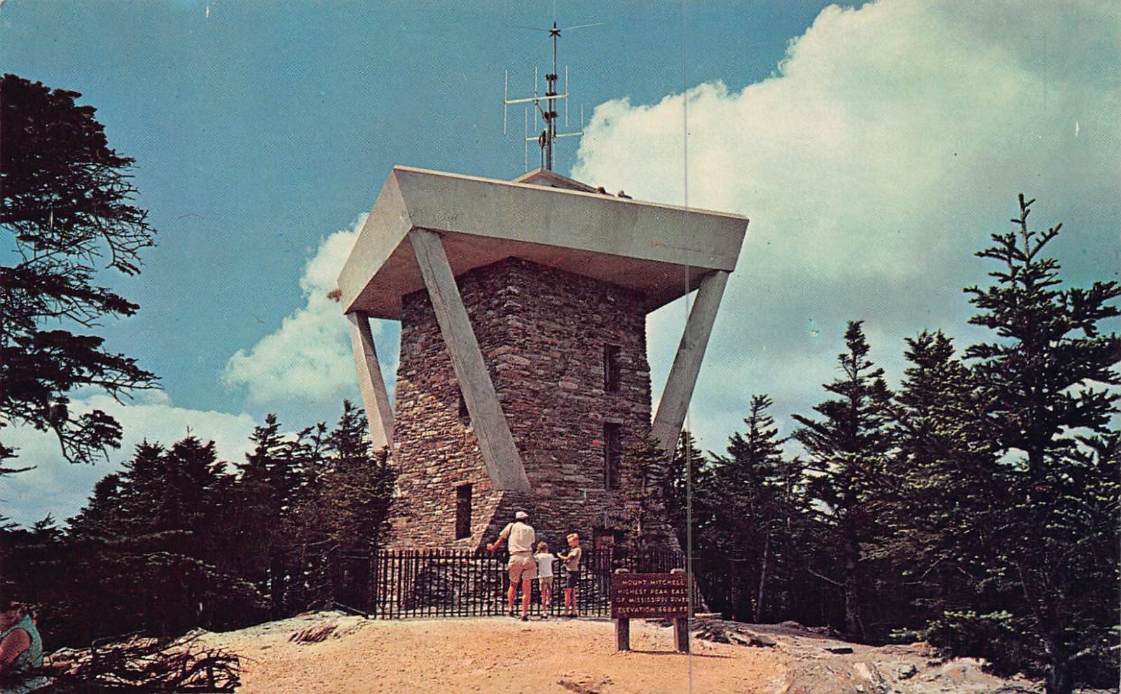Mount Mitchell Observation Tower Highest Point Eastern U.S. Vtg Postcard CP338