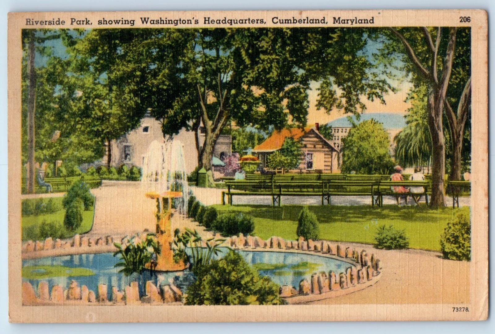 c1947 Cumberland Maryland MD Postcard Riverside Park Washington’s Headquarters