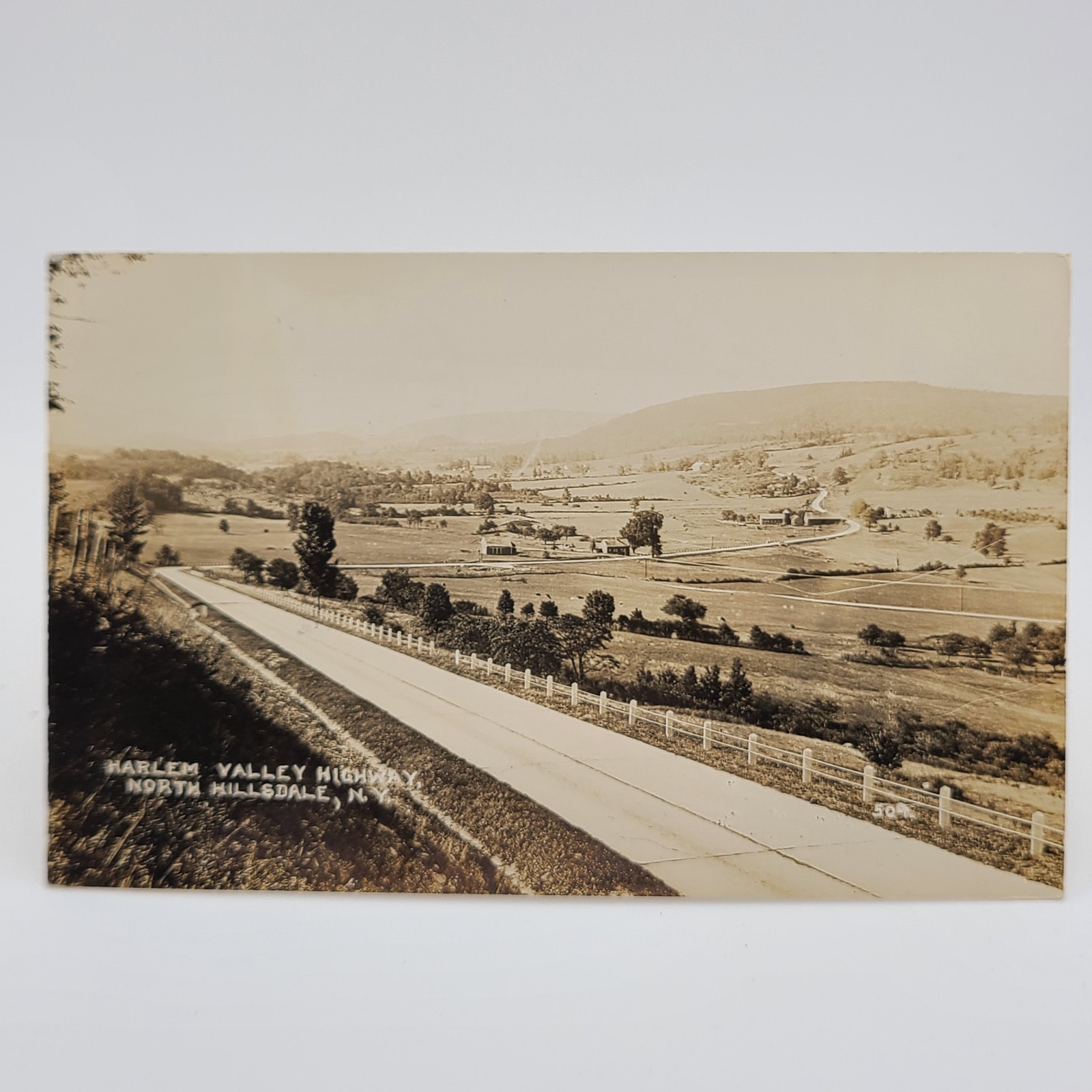 North Hillsdale NY Harlem Valley Highway Scenic Country View RPPC Postcard