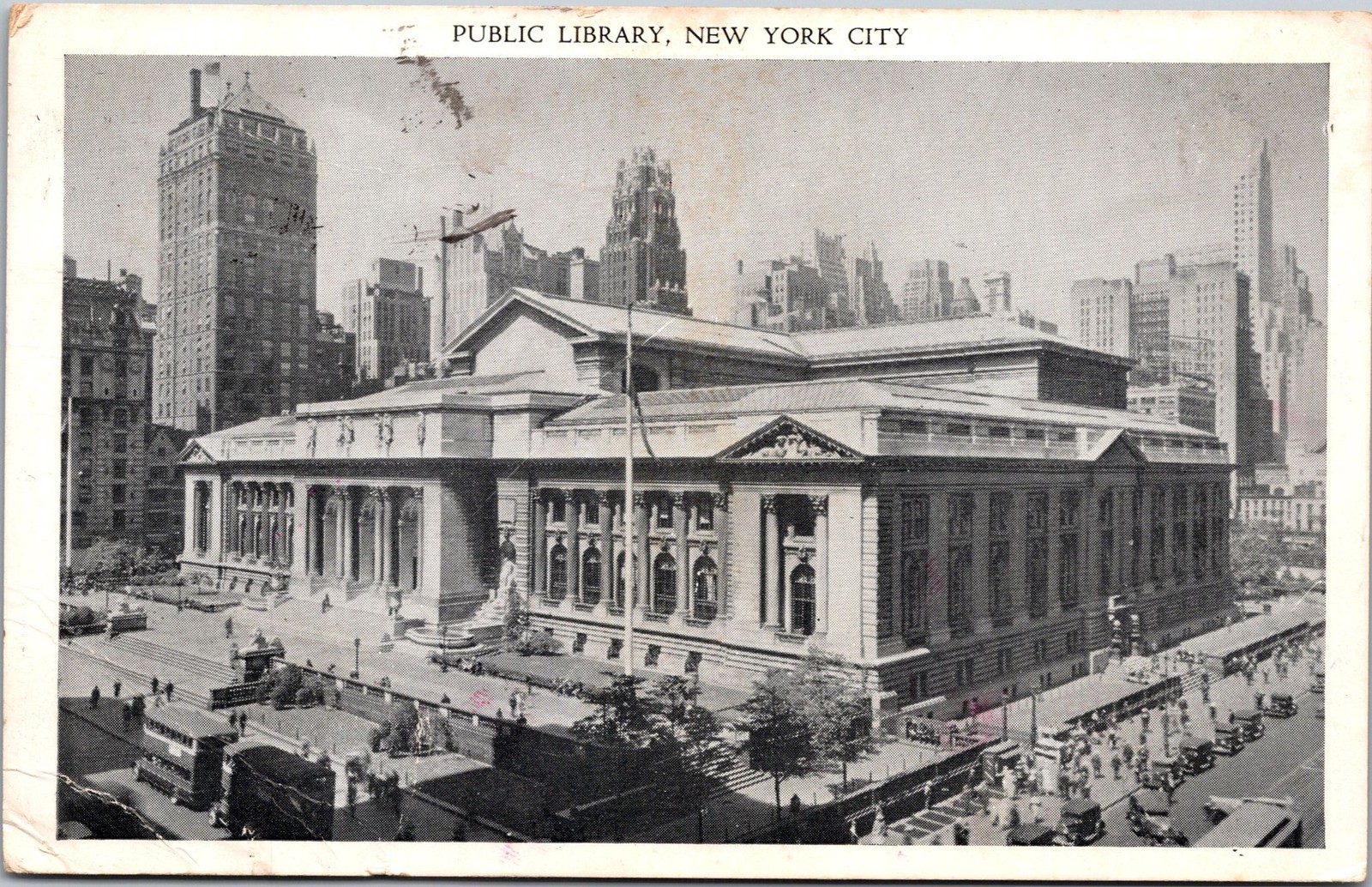 Public Library New York City Postcard 1945 Stamped Handwritten Vintage Used NY
