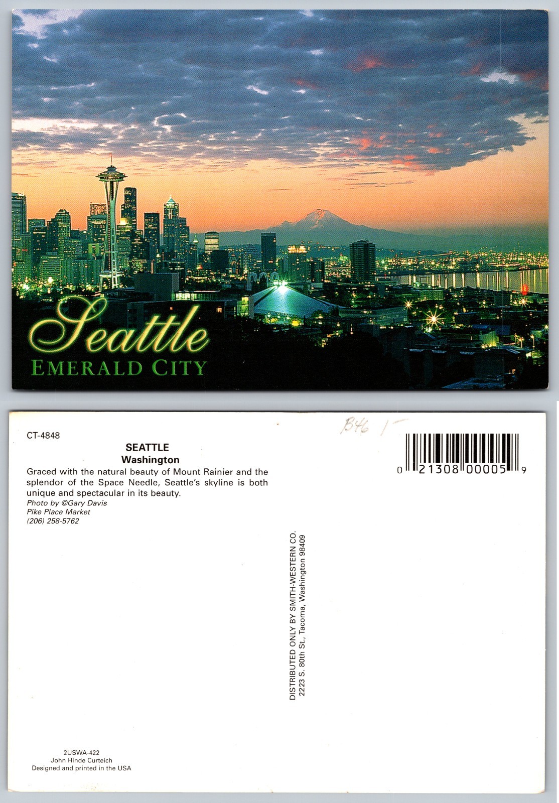 Continental Seattle Emerald City Washington Postcard