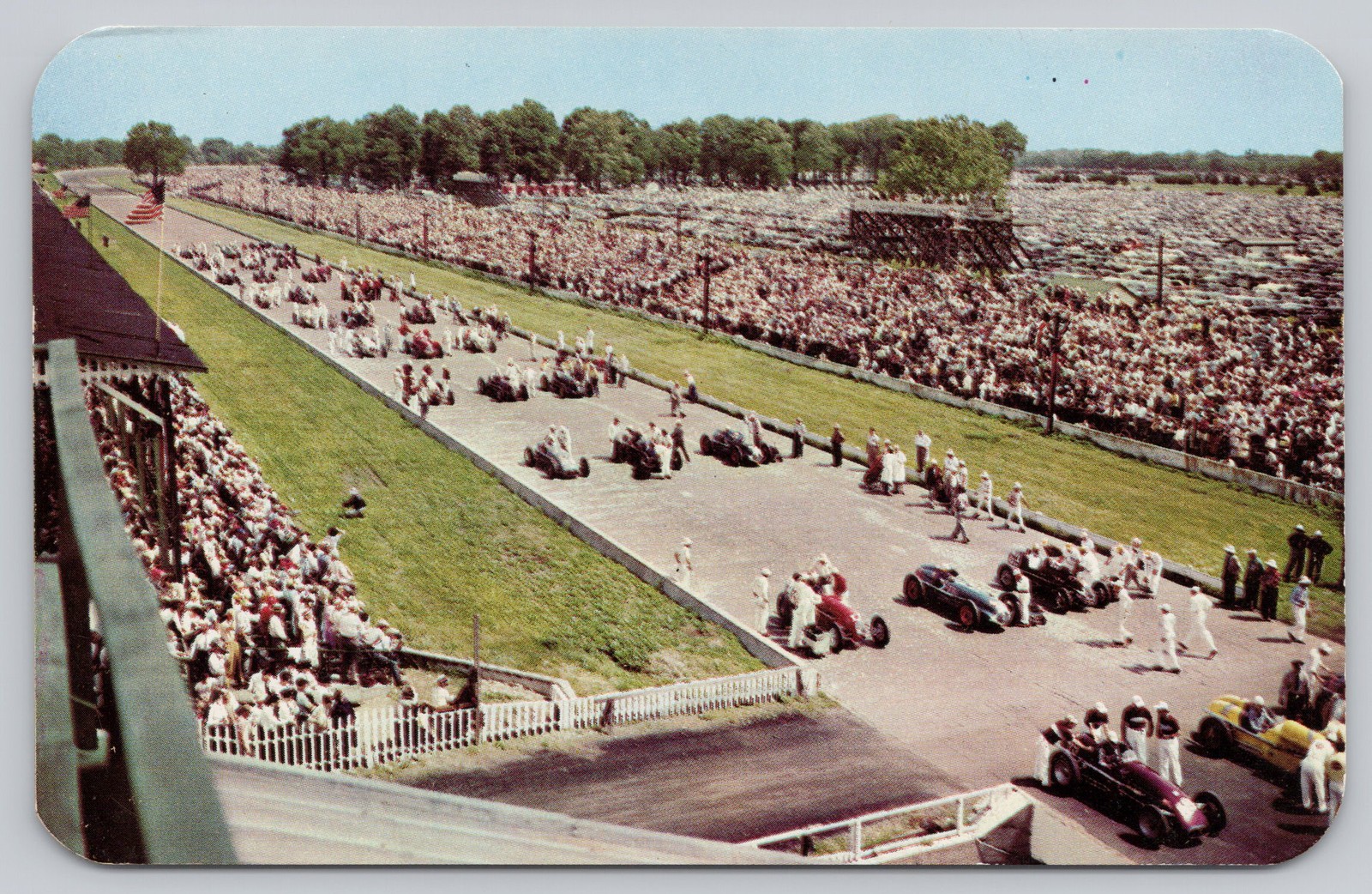 Vintage 500 Mile Speedway Indianapolis Postcard Cars Starting Lineup