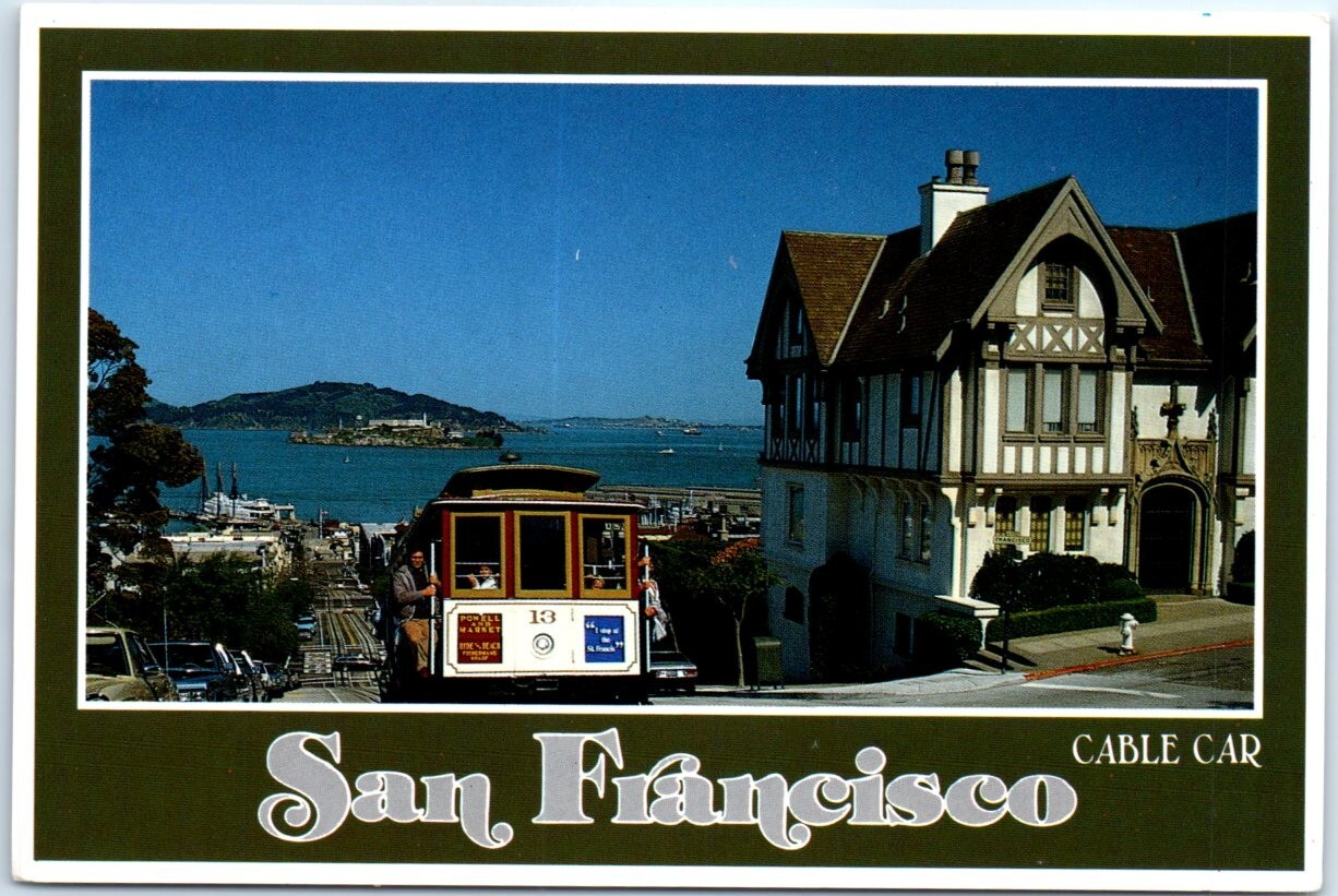 Postcard Scenic Street View & Cable Car, San Francisco, California, USA