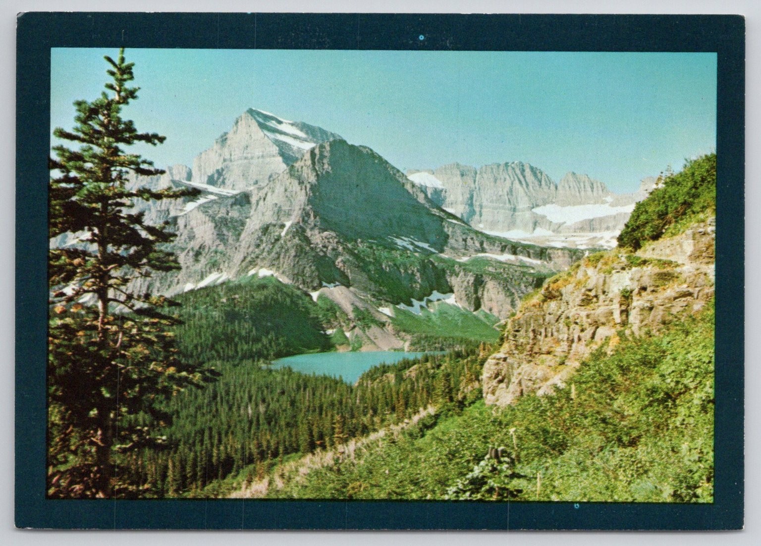 1982 Glacier National Park Postcard – Mount Gould, Angel Wing, Grinnell Lake