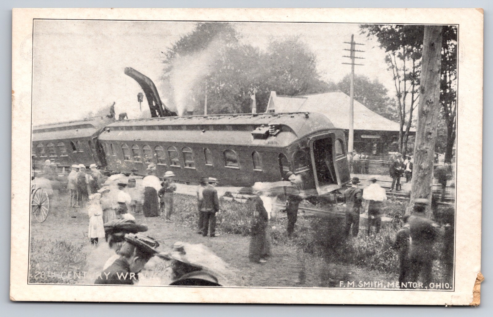 20th Century Train Wreck Mentor Ohio OH c1910 Postcard