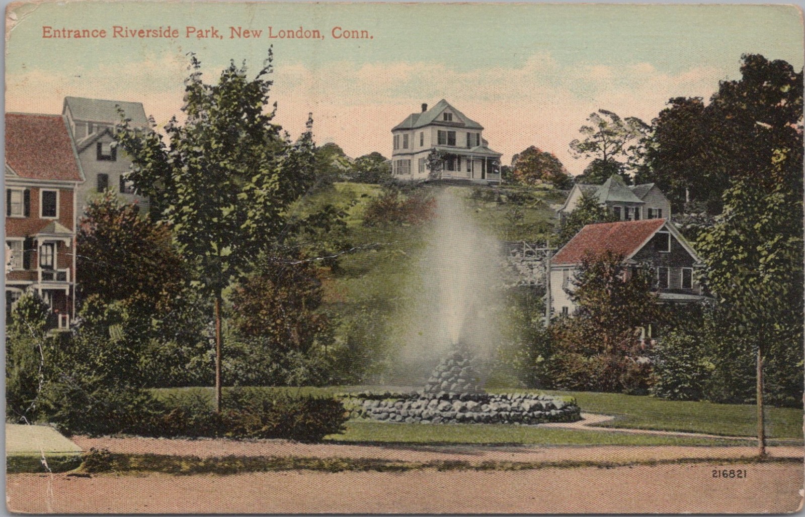 Postcard Entrance Riverside Park New London CT