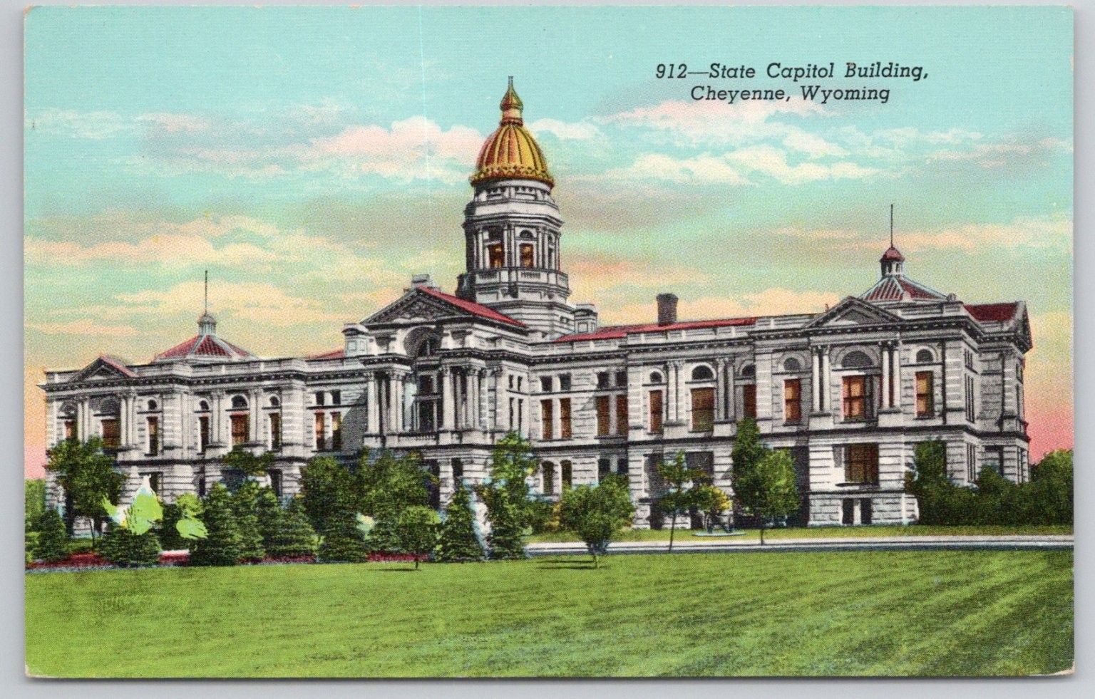 Wyoming State Capitol Cheyenne Linen Postcard Sanborn Souvenir Co.