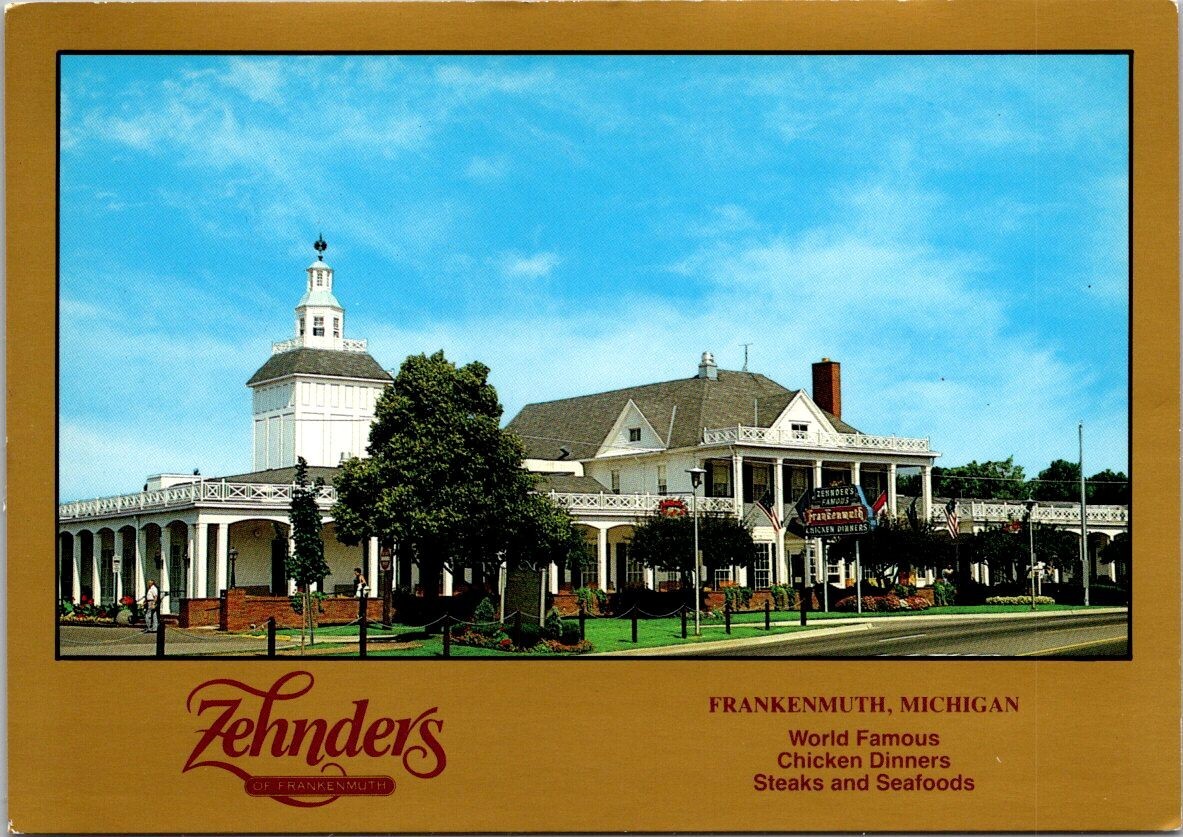 Zehnders Restaurant Frankenmuth Michigan c1980 Postcard Chicken Steak Seafood