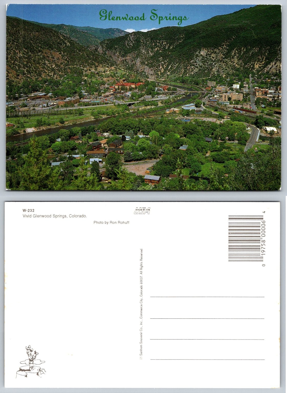 Glenwood Springs Colorado Aerial View Postcard Sanborn Souvenir Ron Rohuff