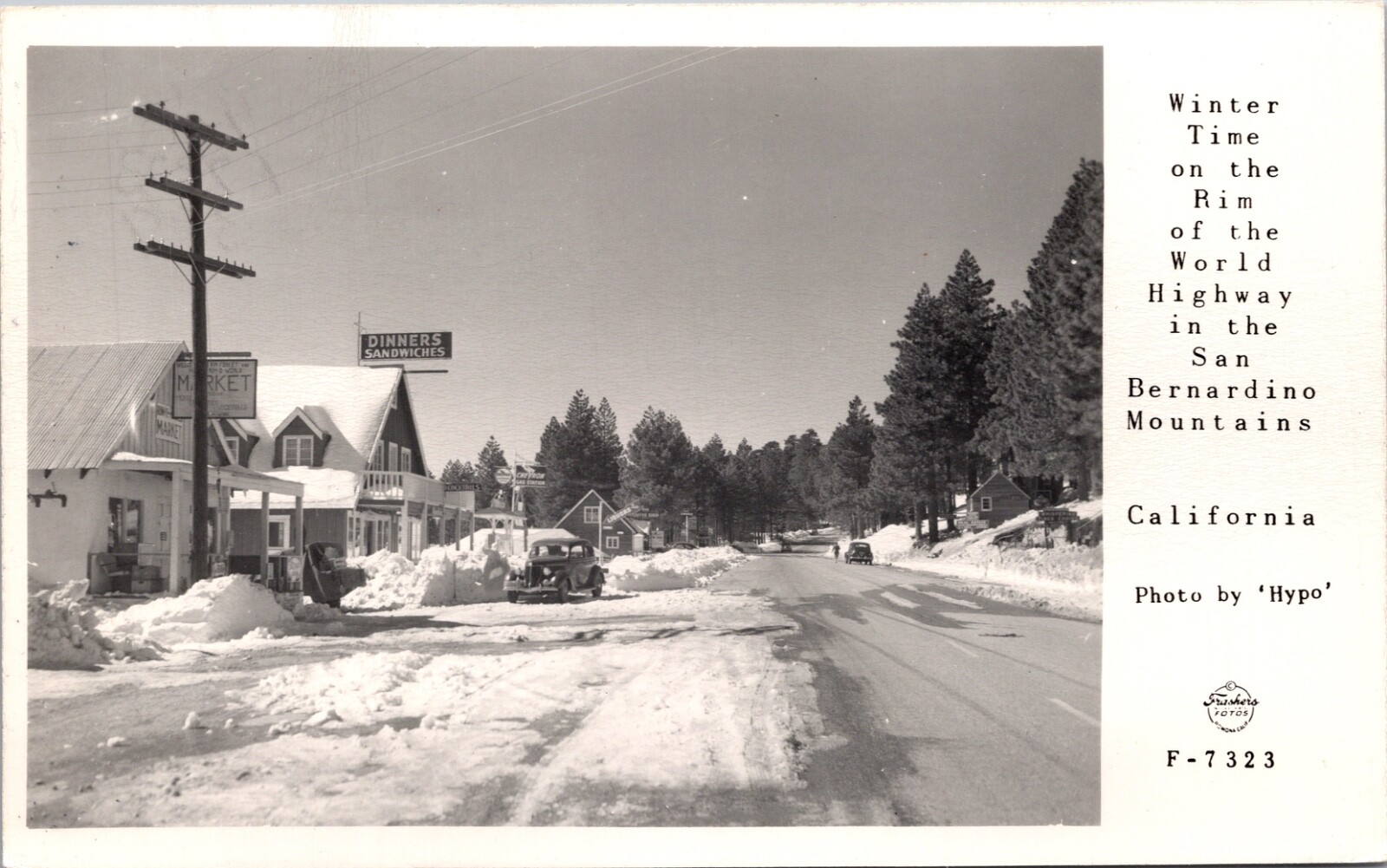 RPPC Winter Time Rim of the World Highway San Bernardino Mountains California