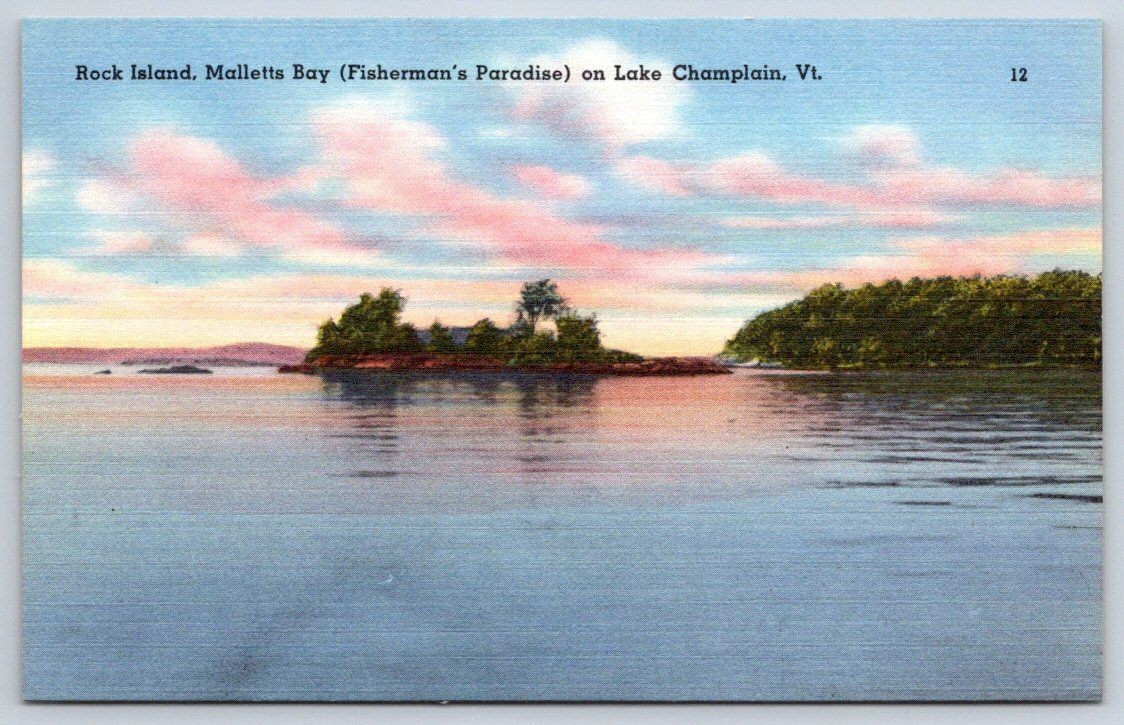 Vintage Vermont Postcard BURLINGTON Rock Island Malletts Bay 1940