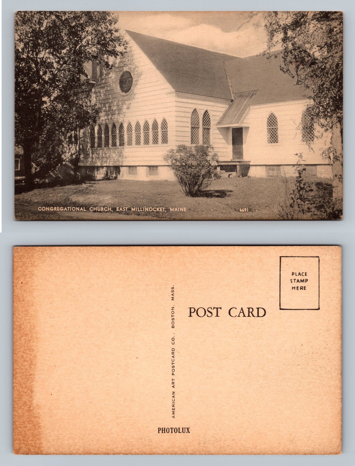 East Millinocket, ME-Maine, Congregational Church Scene PC Vintage Postcard