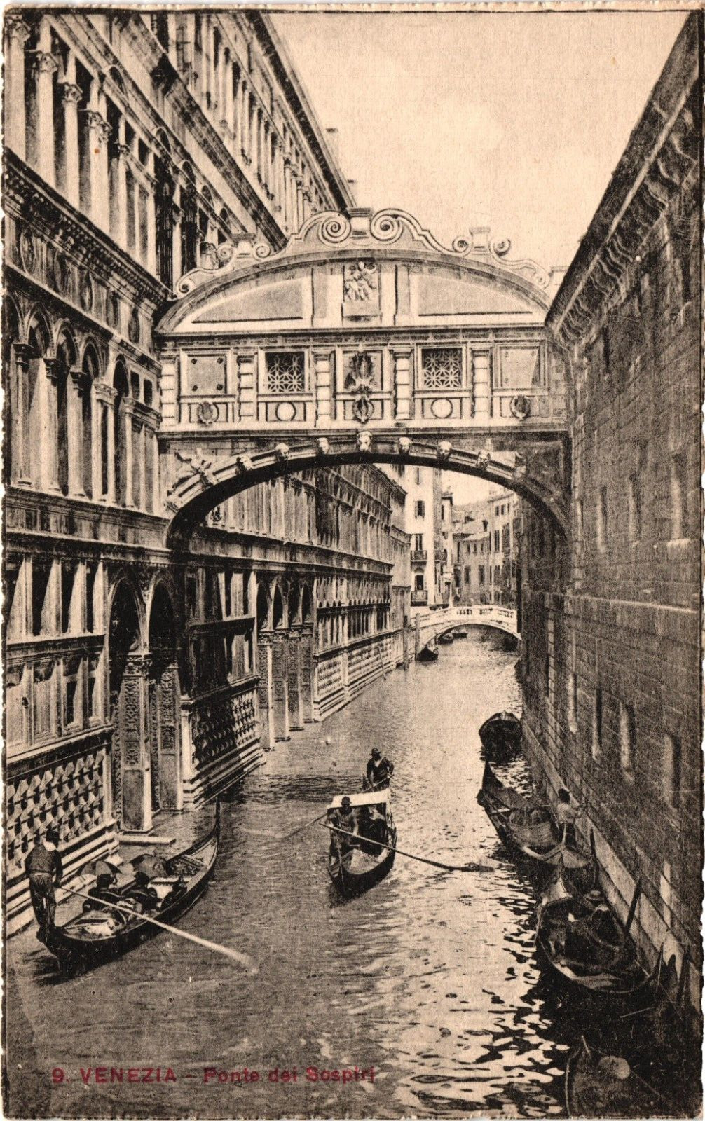ITALY Venice Bridge of Sighs Landmark Vintage Postcard