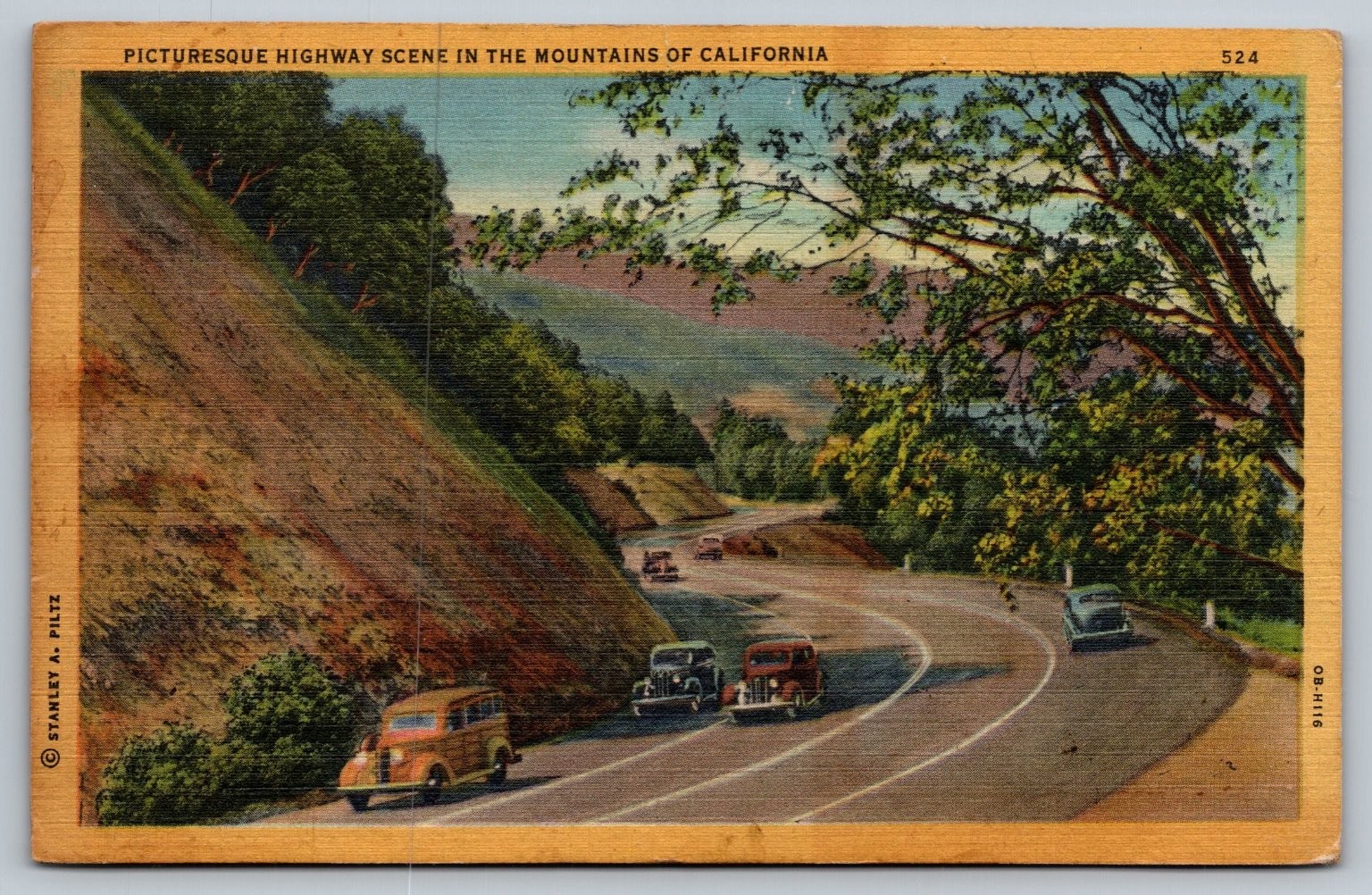 Vintage California Mountains Highway Scenic Linen Postcard by Pilitz