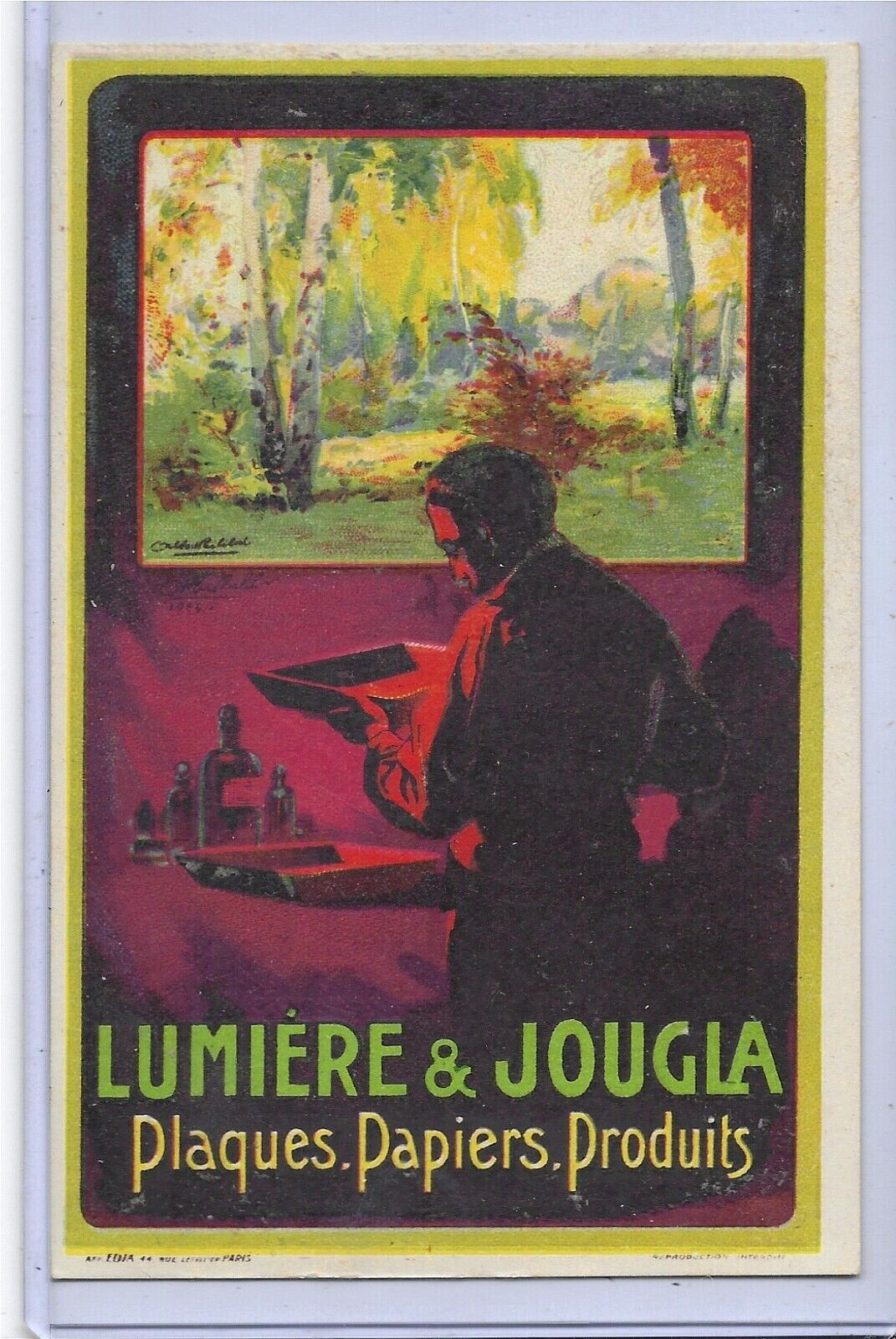 Advertising Postcard – Lumiere & Jougla Photo Paper Products Darkroom – Summer