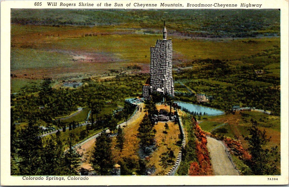 Sanborn Souvenir Co Postcard Will Rogers Shrine Cheyenne Mtn Colorado B49