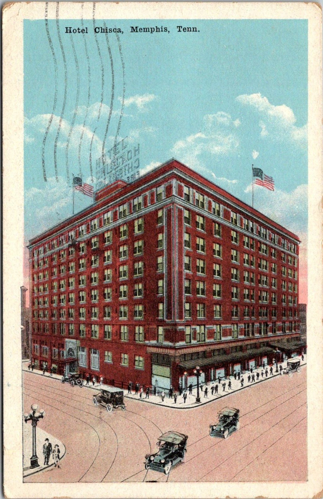 Memphis Tennessee TN Hotel Chisca South Main 1910s PM 1919 Postcard