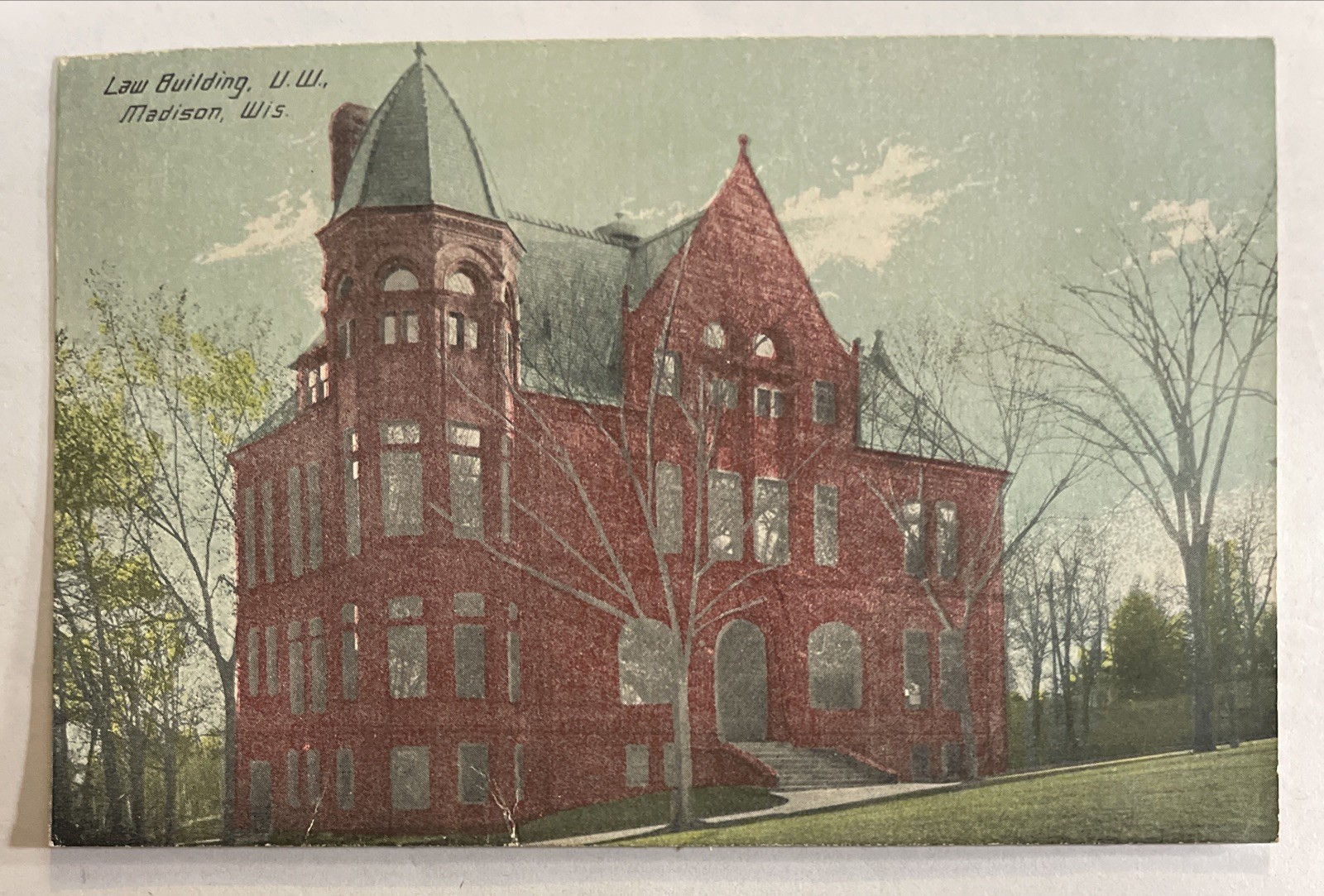 1909c Madison Wisconsin Law Building University Of Wisconsin Postcard Trimmed
