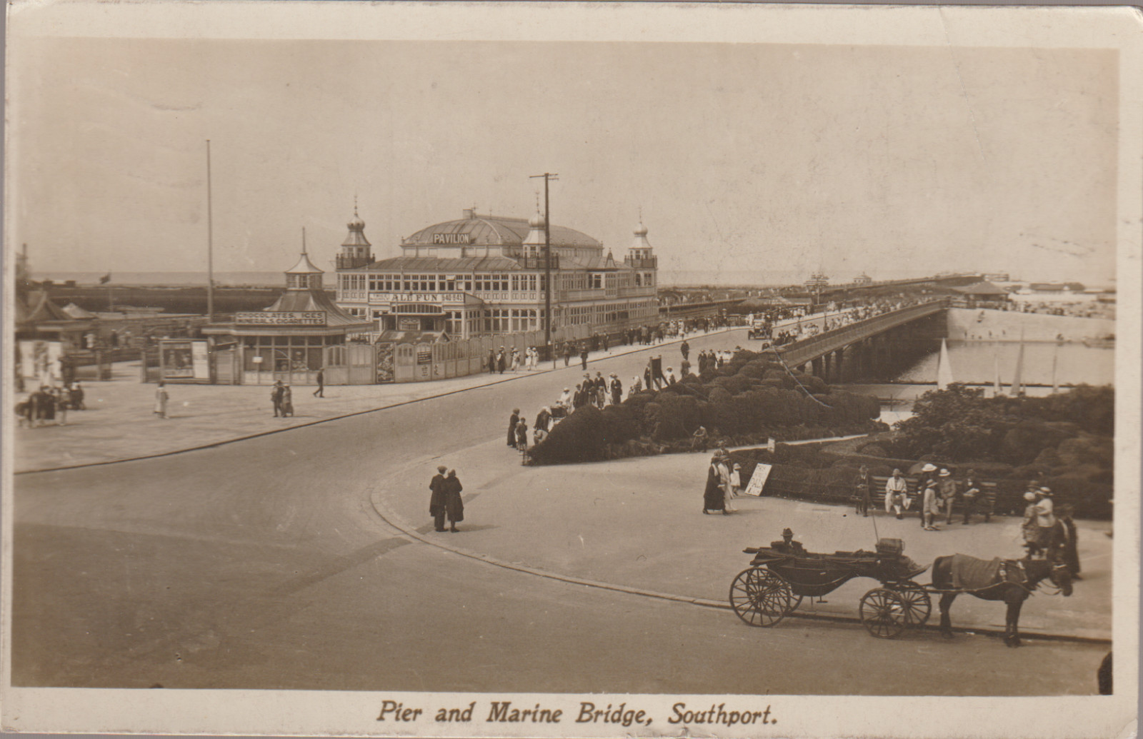 View of the Pier & Marine Lake at the Seaside Resort of Southport RPPC Postcard