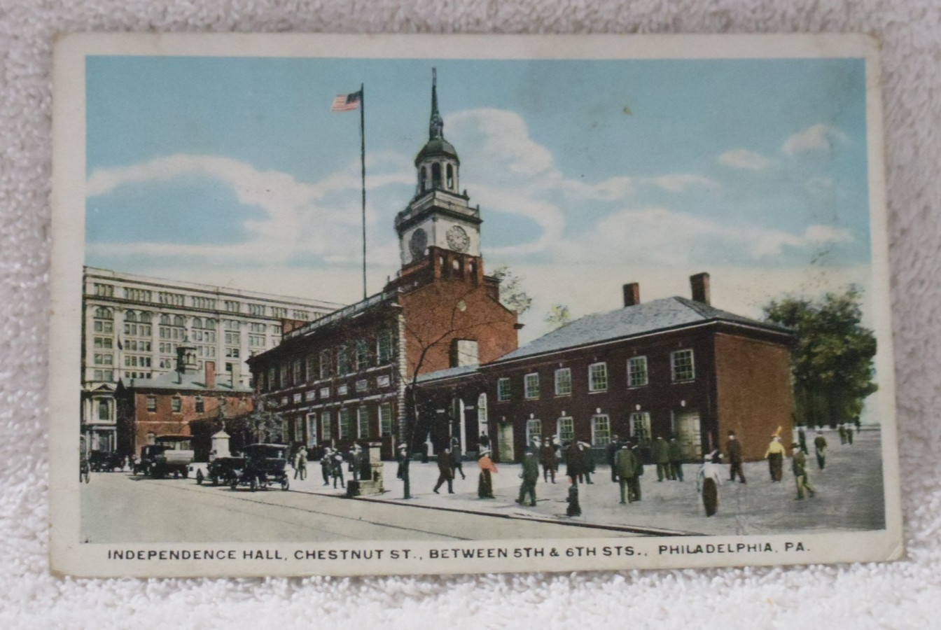 Vintage 1921 Posted Postcard Independence Hall Chestnut St. Philadelphia PA.