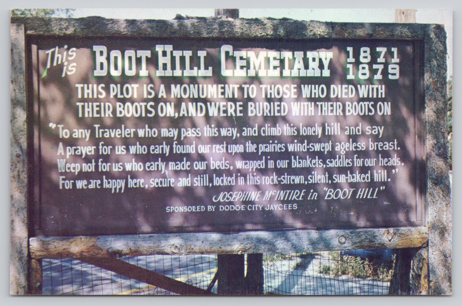 Boot Hill Cemetery Dodge City Kansas Photochrome Postcard 1939-Now