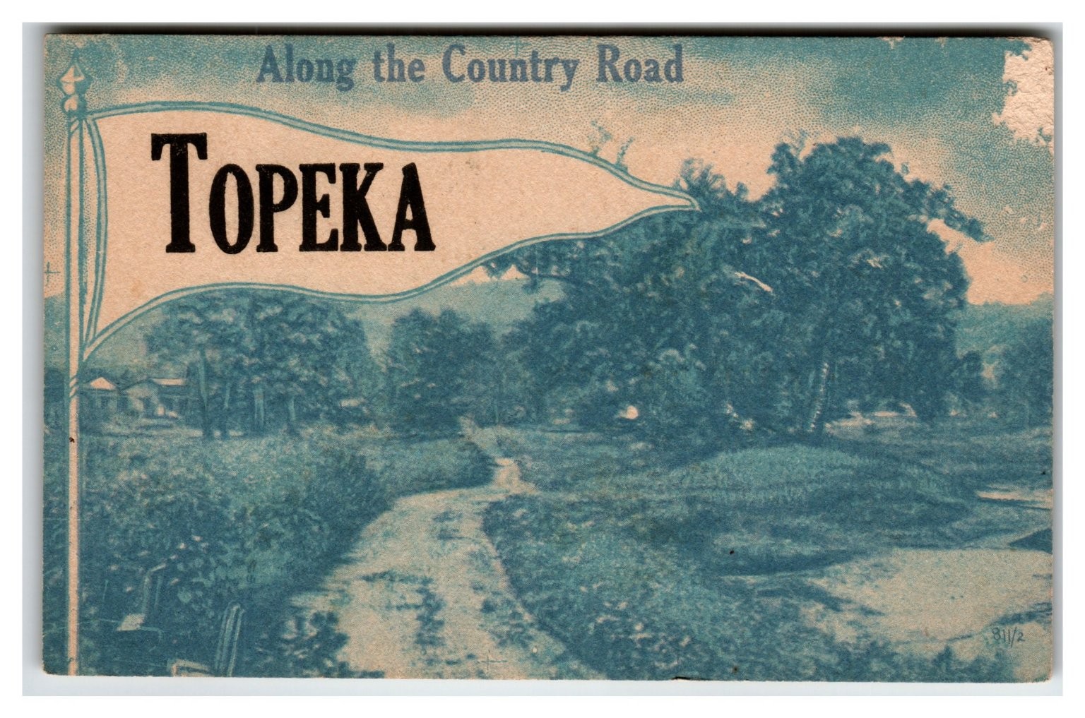 Vintage Topeka Kansas “Along the Country Road” Krecker Postcard