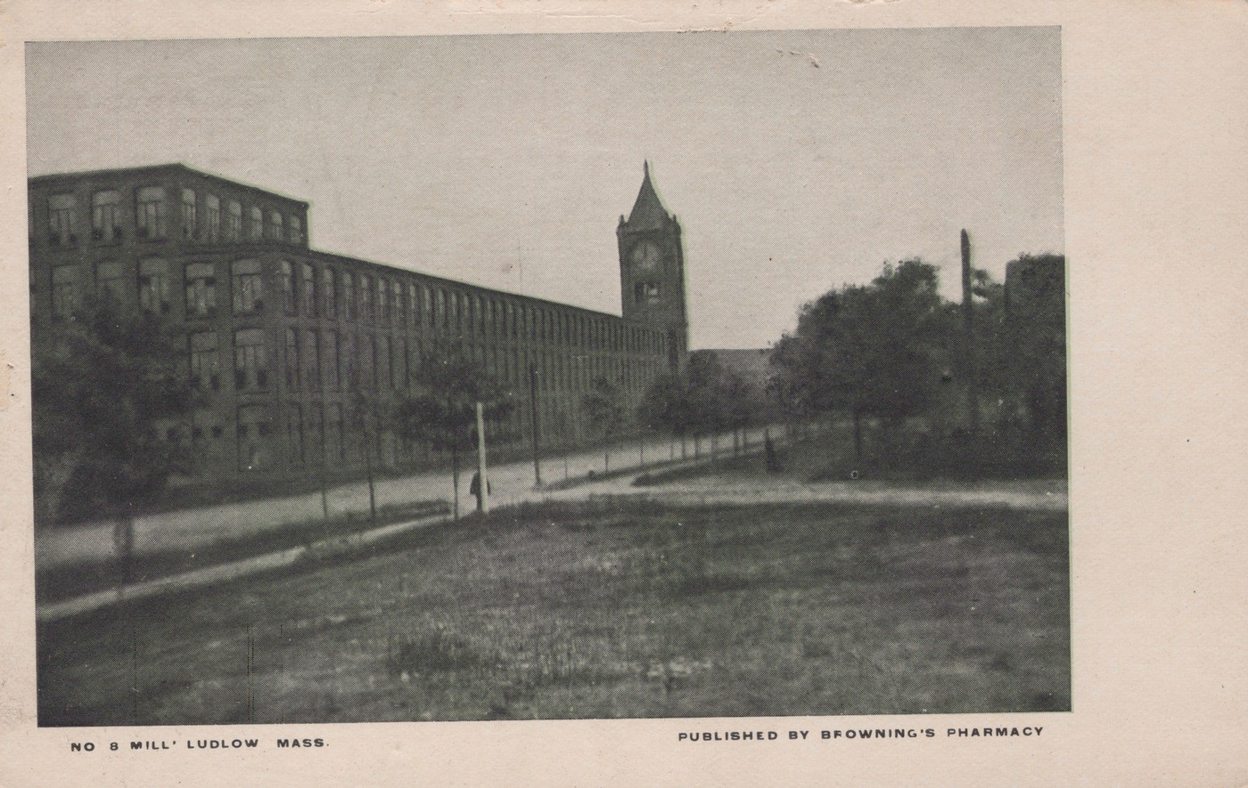No 8 Mill Ludlow MA Industrial Factory Browning Pharmacy 1905 – Photo Postcard