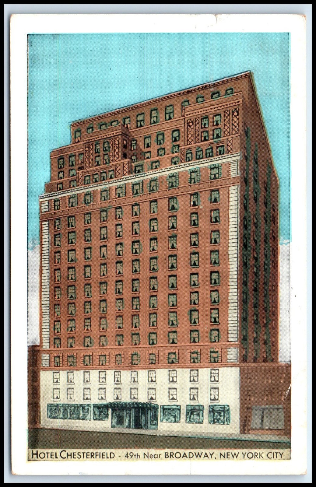 Postcard Hotel Chesterfield 49th Near Broadway Posted New York City NY N47
