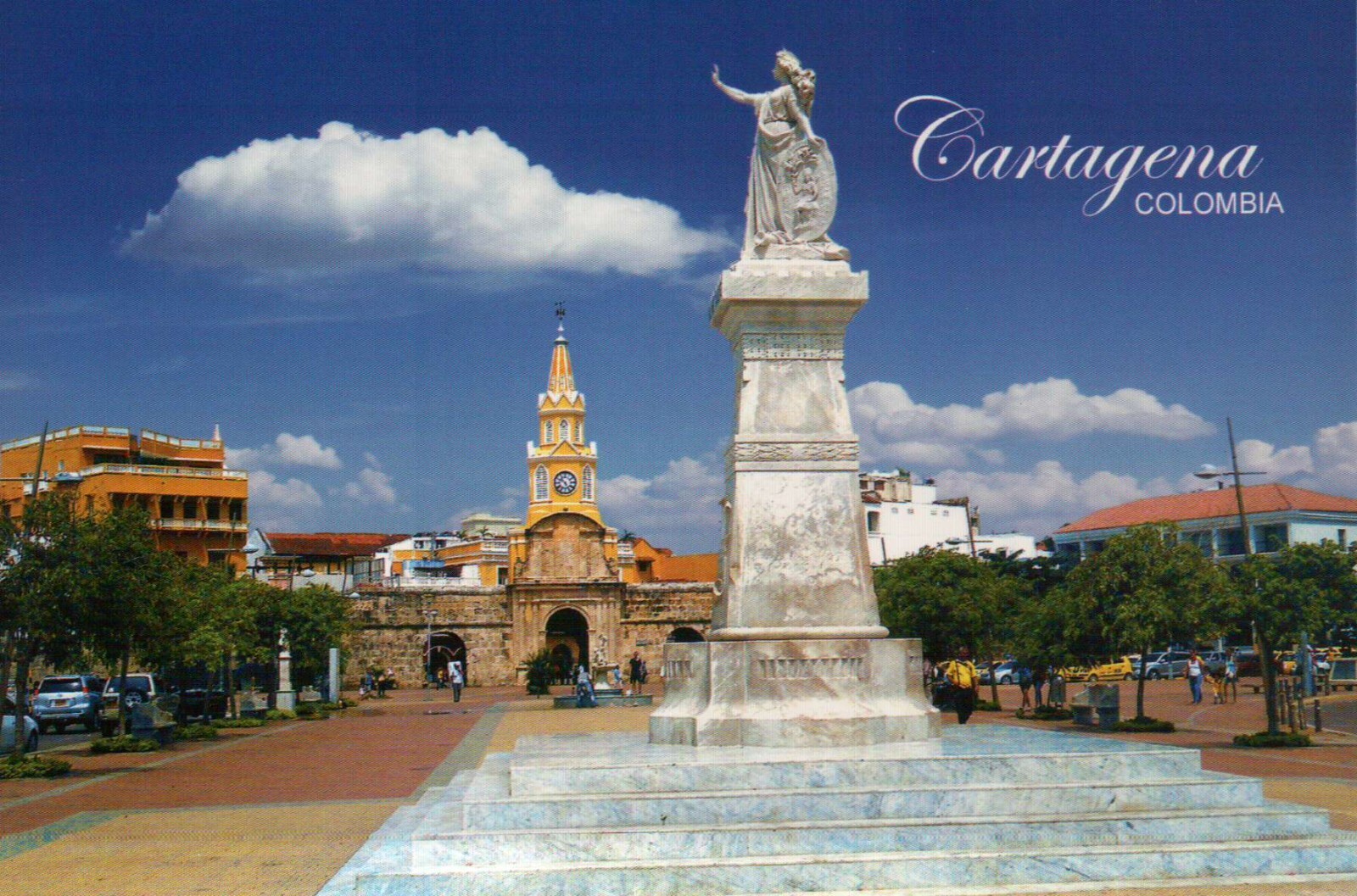 Statue Camellon de los Martires, Cartagena Colombia South America — Postcard