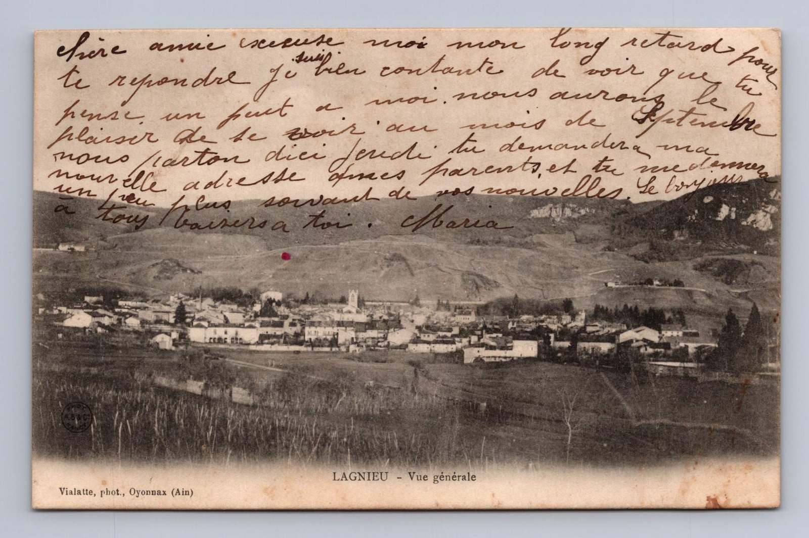 Antique France Postcard LAGNIEU Village View Oyonnax 1904