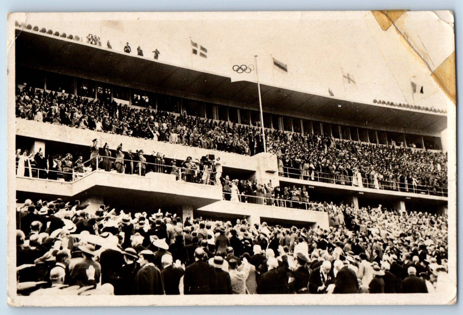 1936 Olympics Stadium Ceremony Berlin Germany RPPC Photo Vintage Postcard