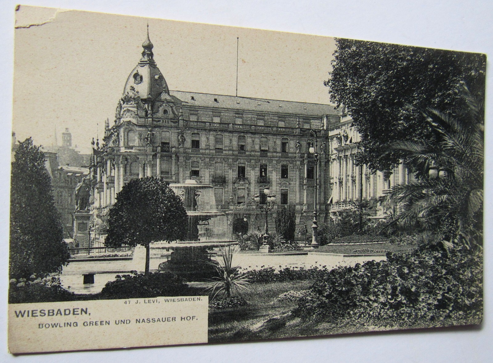 Germany Wiesbaden Bowling Green und Nassauer Hof. Postcard Antique