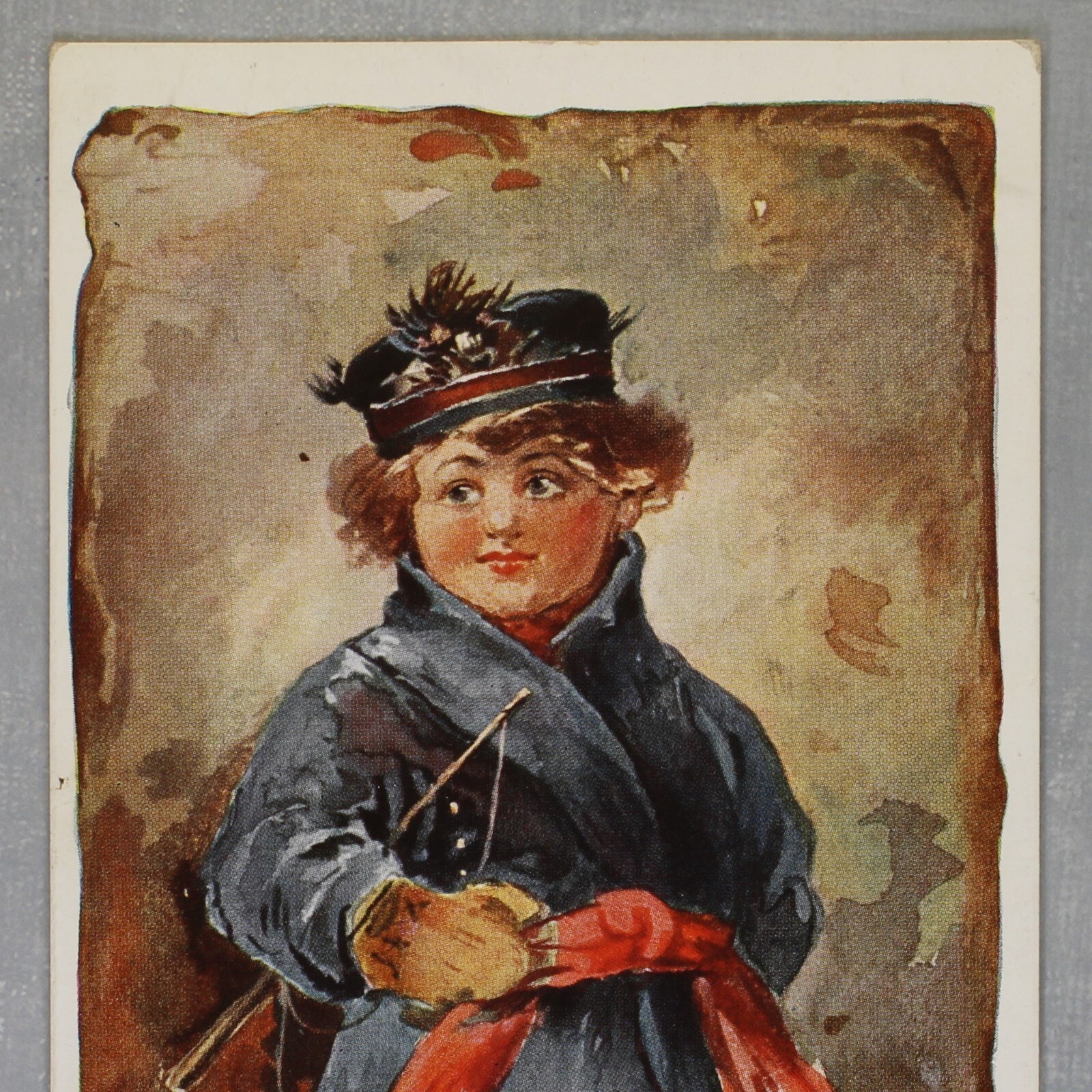 Colorful coachman traditional hat whip Tsarist Russia postcard 1909s Boehm BEM🐎
